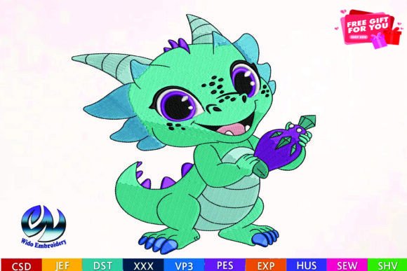 Charming Baby Dragon Design for Seasonal Embroidery Projects