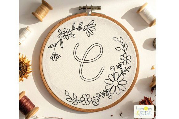 Letter A to Z Flower Wreath Monogram: A Seasonal Embroidery Gem