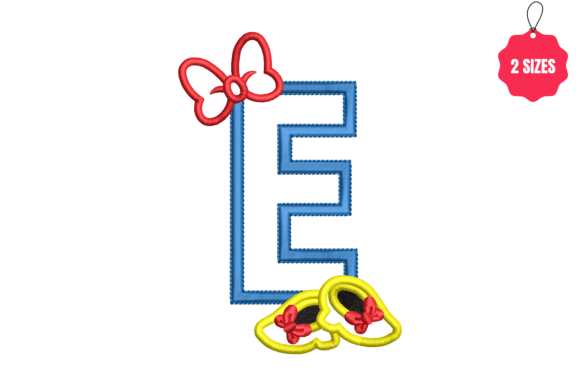 Letter E with Bow: A Charming Touch for Personalized Embroidery