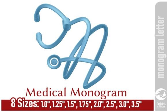 Medical Embroidery Monogram Letter - A: A Stethoscope-Inspired Design for Healthcare Branding