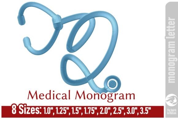 Medical Embroidery Monogram Letter - Q: A Unique Design for Healthcare-Themed Branding
