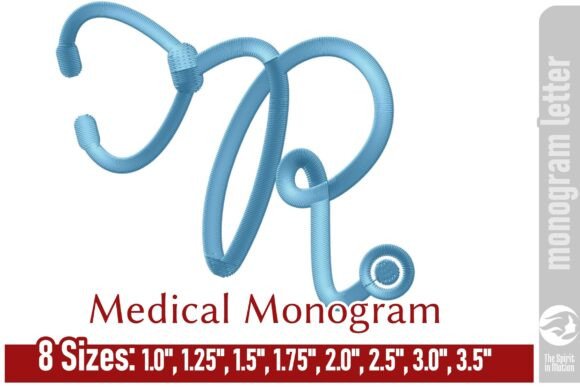 Medical Embroidery Monogram Letter - R: A Heartfelt Touch for Healthcare-Themed Gifts