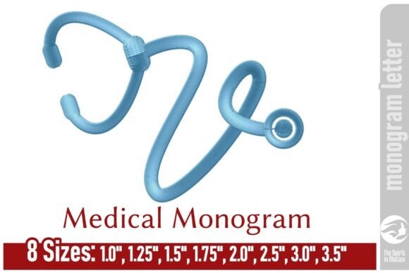Medical Embroidery Monogram Letter - V: A Heartfelt Touch for Healthcare-Themed Gifts