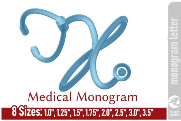Medical Embroidery Monogram Letter - X: A Seasonal Standout for Healthcare-Themed Gifts