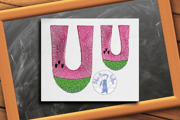 Watermelon Letter U: A Fresh Touch for Summer Embroidery Projects