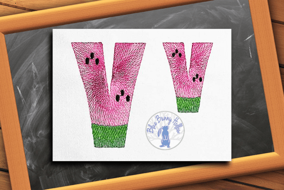 Watermelon Letter V: A Splash of Summer for Seasonal Embroidery