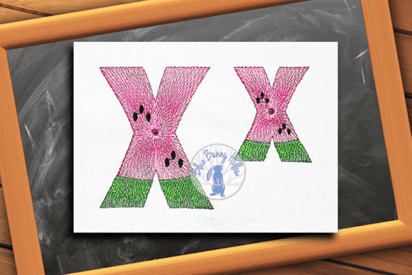 Watermelon Letter X: A Fresh Pick for Summer Embroidery Designs
